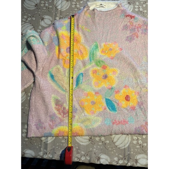 Natural Life L/XL Cashmere Feel Floral Pastel Crop Sweater Boho Hippie Cottage - Picture 4 of 5